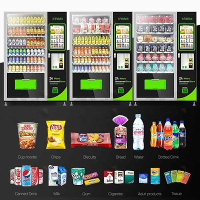 Закуска комбинации здоровой еды автоматические и автомат напитка с экраном касания